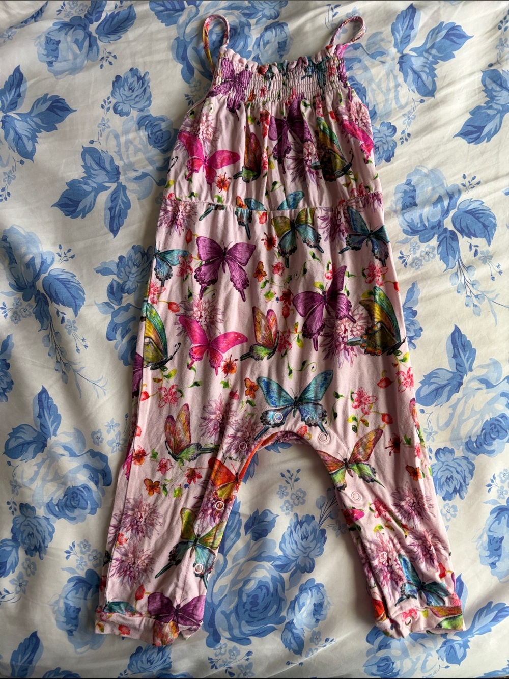 Posh Peanut watercolor butterfly smocked jumpsuit 18-24 months